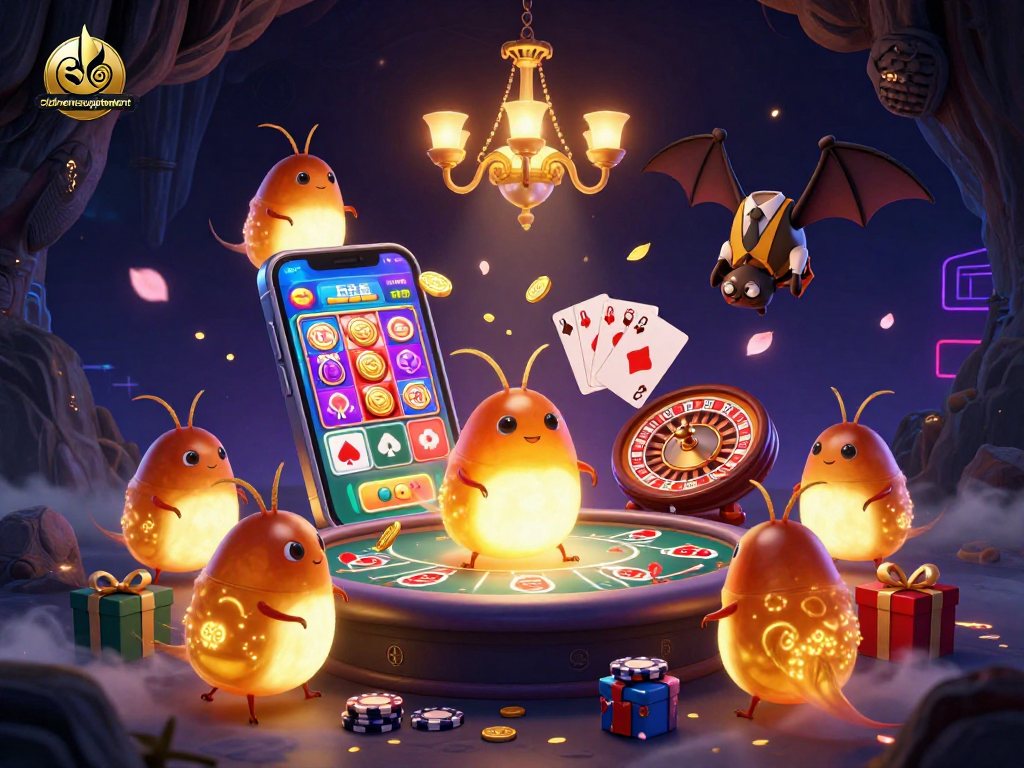 Engage with cbdnewssupplement in a vibrant casino scene with glowing glowworms and dynamic game elements.