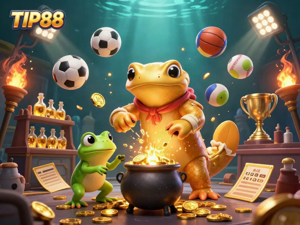 Experience the excitement of TIP88 with dynamic sports betting and casino action in a rich 3D illustration.