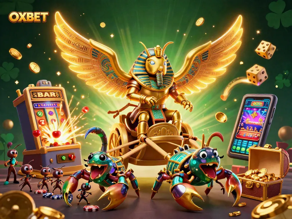 Experience OXBET's vibrant casino world with dynamic golden elements and thrilling gameplay.
