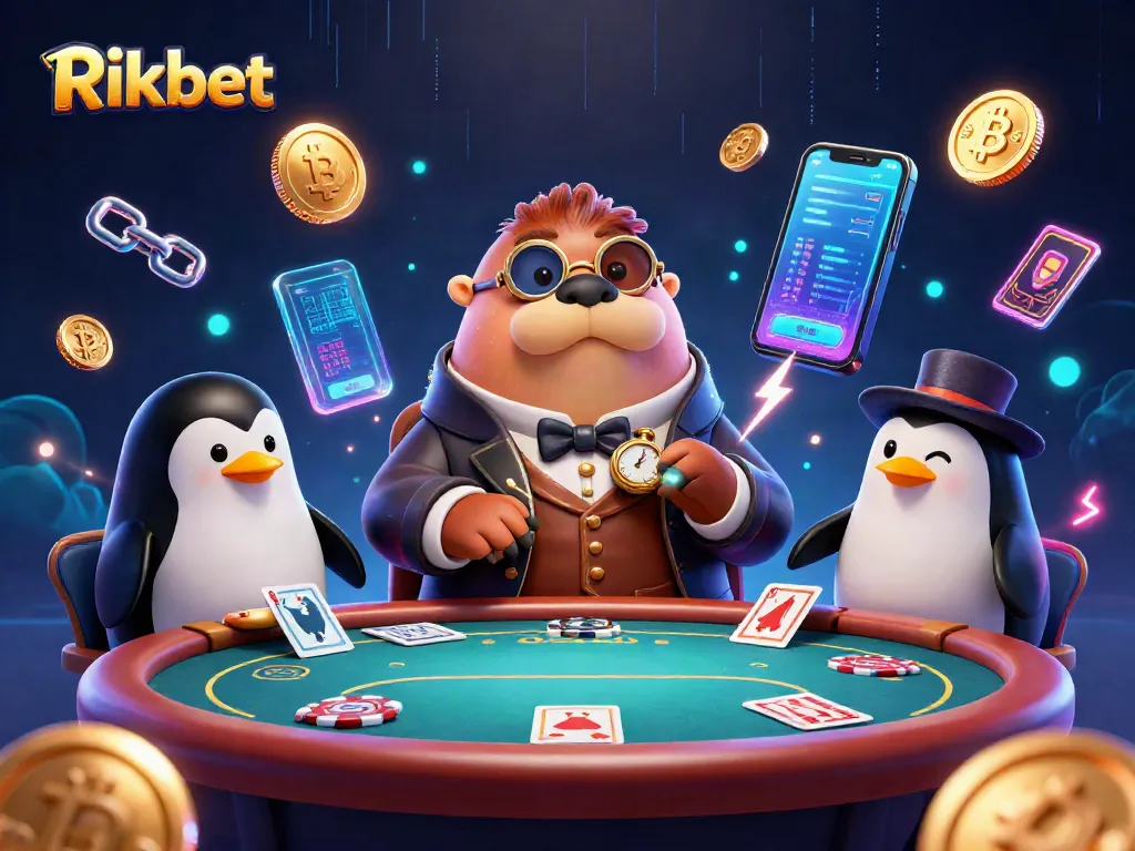 Engage with Rikbet at an underwater poker scene featuring a bluffing pufferfish and vibrant crypto themes.