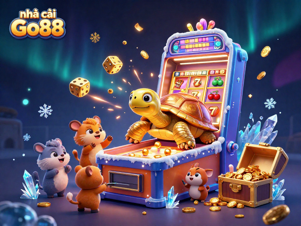 Experience the thrill at nhà cái Go88 with an exciting 3D casino illustration showcasing energy and fun.