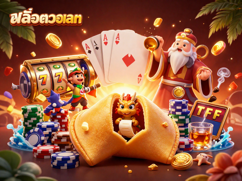 Play exciting สล็อตวอเลท with colorful characters, golden crumbs, and dynamic slot elements in a vibrant scene.
