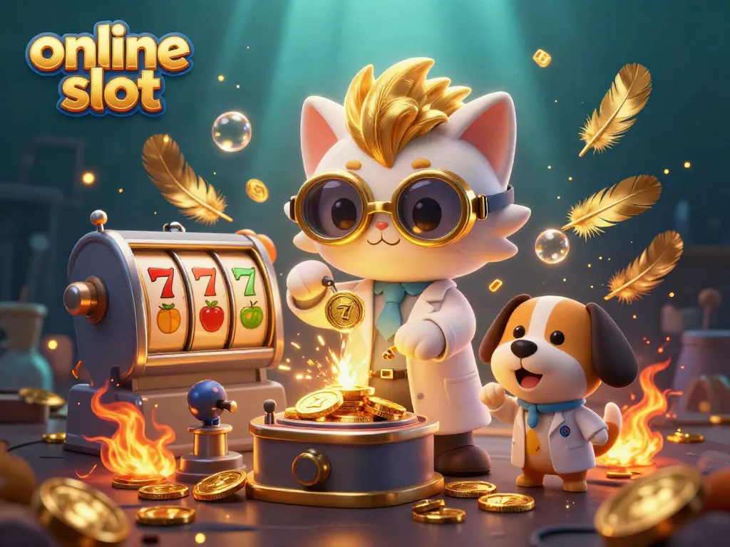 Play dynamic online slot games with thrilling wins and exciting visuals in this vibrant illustration.