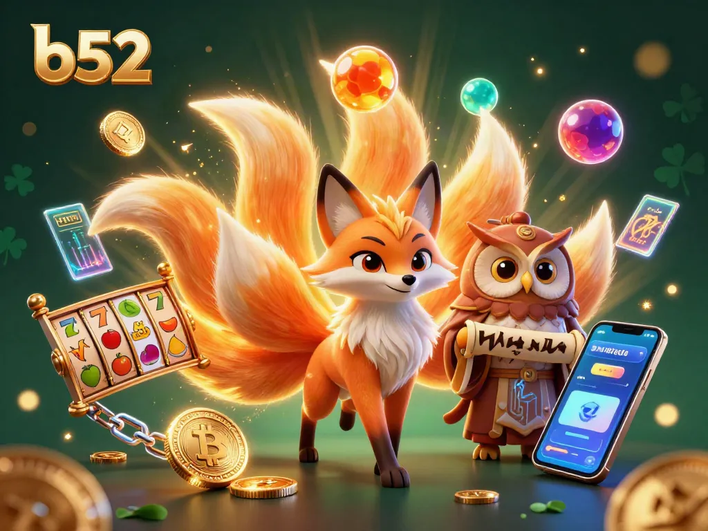 Engage with vibrant b52 slots featuring a mystical nine-tailed fox, owl sage, and dazzling colors