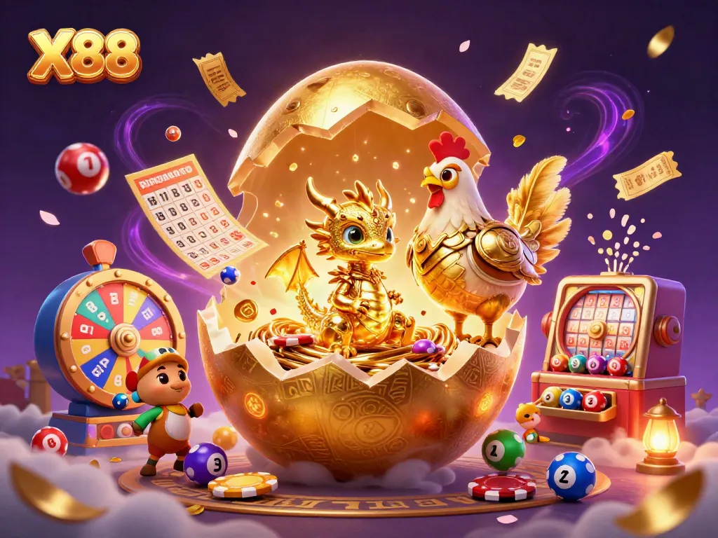 X88 offers thrilling gameplay with golden elements, emphasizing exciting lottery and casino experiences.